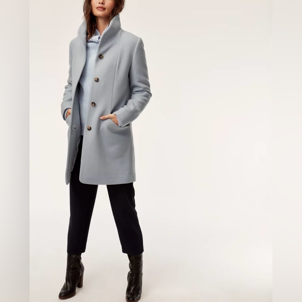 Wilfred Cocoon Coat — Soft Powder Blue (Aritzia) XS